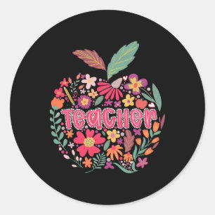 Teacher Wildflower Happy First Day Of School Back Classic Round Sticker