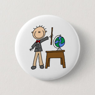 Teacher With Globe 6 Cm Round Badge