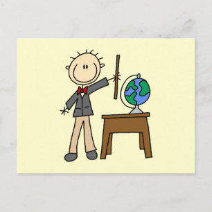 Teacher With Globe Postcard