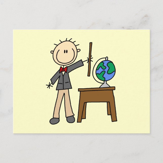 Teacher With Globe Postcard (Front)