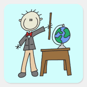 Teacher With Globe Square Sticker