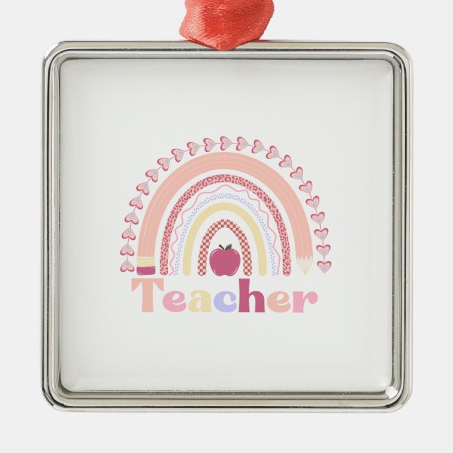 Teacher With Rainbow Metal Tree Decoration (Front)
