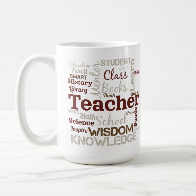 Teacher Word Cloud Coffee Mug (Left)