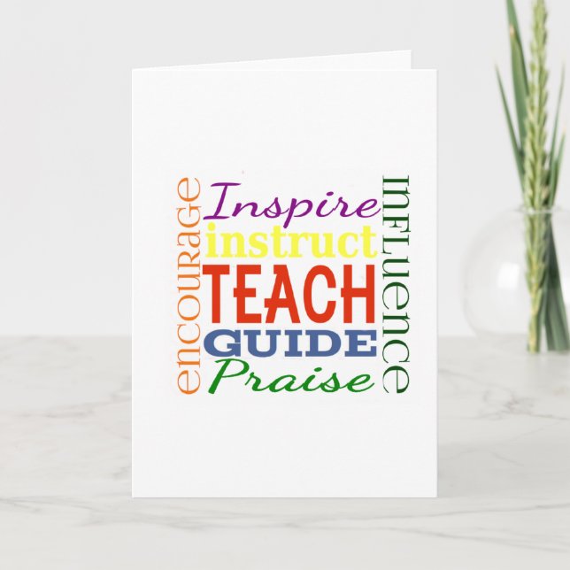 Teacher Word Picture Teachers School Kids Card (Front)