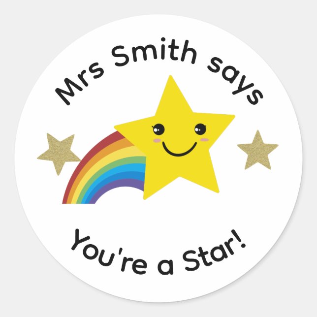 Teacher you're a star! classic round sticker (Front)
