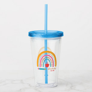 #Teacherlife Rainbow Personalised Teacher's Acrylic Tumbler