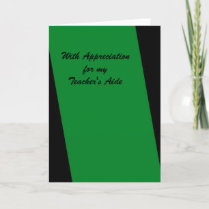 Teacher's Aide Thank You, Green and Black, Simple Thank You Card