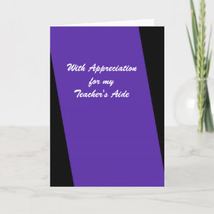 Teacher's Aide Thank You, Purple You Card