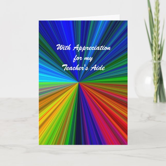 Teacher's Aide Thank You, Vivid Rainbow Starburst You Card (Front)