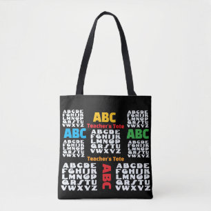 Teacher's Alphabet Black  Tote Bag