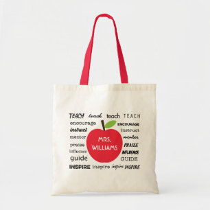 Teacher's Apple and Words of Inspiration Tote Bag