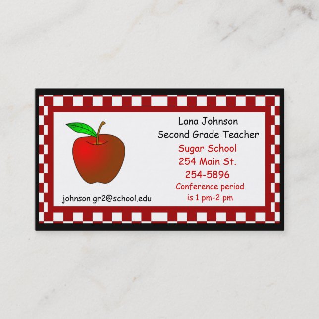 Teachers Apple Business Card (Front)