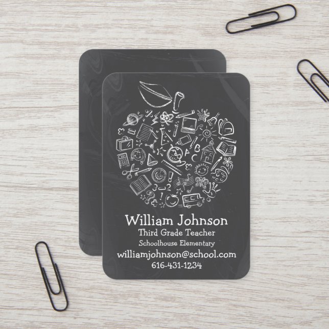 Teachers Apple Business Card (Front/Back In Situ)