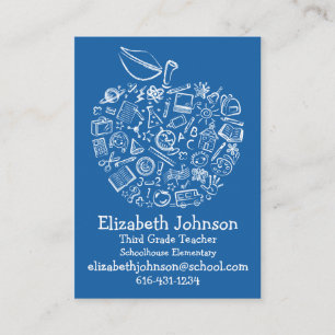 Teachers Apple Business Card- Blue Card