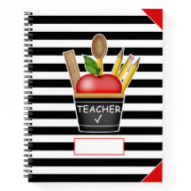 Teacher's Apple Cupcake Stripes Large Notebook