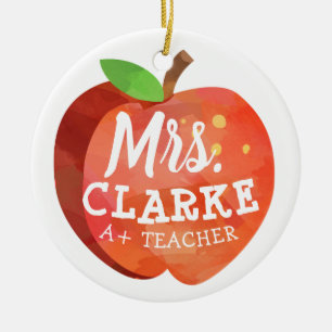 Teacher's Apple   Custom Name Ceramic Tree Decoration