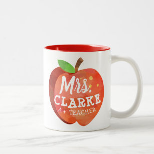 Teacher's Apple   Custom Name Two-Tone Coffee Mug