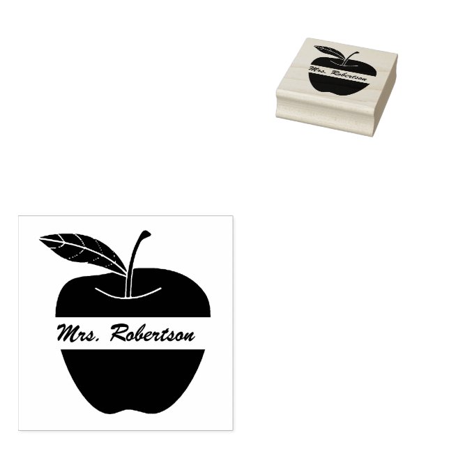 Teachers Apple Custom Rubber Stamp (Stamped)