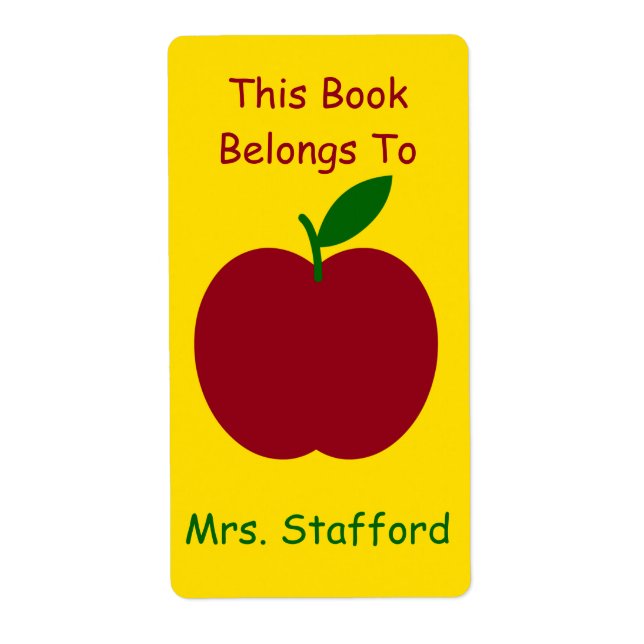 Teacher's Apple Personalised Book Plates (Front)