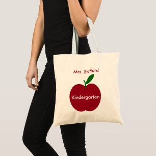 Teacher's Apple Red and Green Personalised Tote Bag