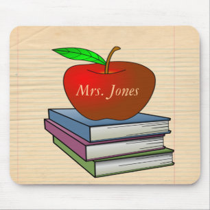 Teacher's Apple Stack of Books Customise Mouse Pad