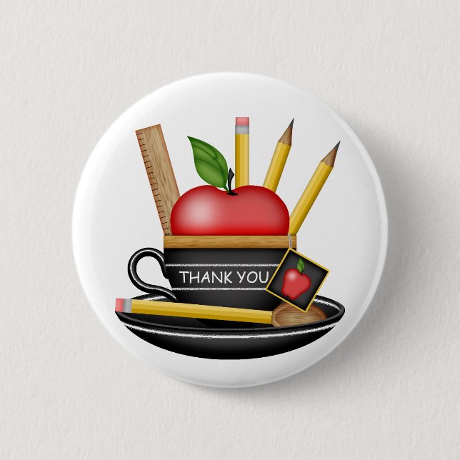 Teacher's Apple Teacup Custom Button (Front)