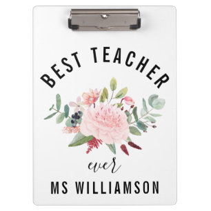 Teacher's Appreciation Floral Personalised Clipboard