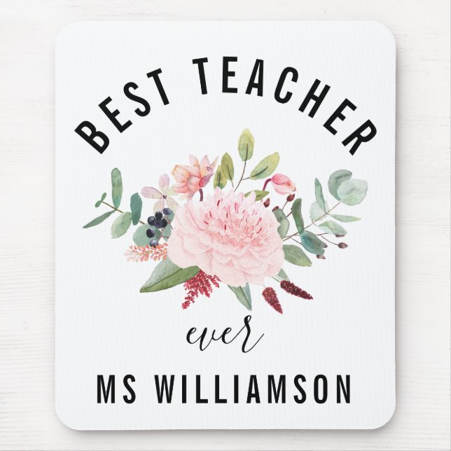 Teacher's Appreciation Floral Personalised  Mouse Pad (Front)