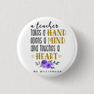 Teacher's Appreciation Personalized Gift in Gold 3 Cm Round Badge