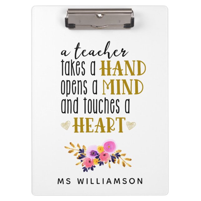 Teacher's Appreciation Typography Personalised Clipboard (Front)