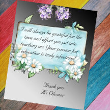 Teacher's apprecition Thanks card 