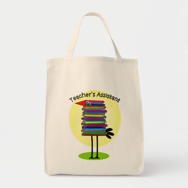 Teacher's Assistant "Book Bird" Design Tote Bag (Front)