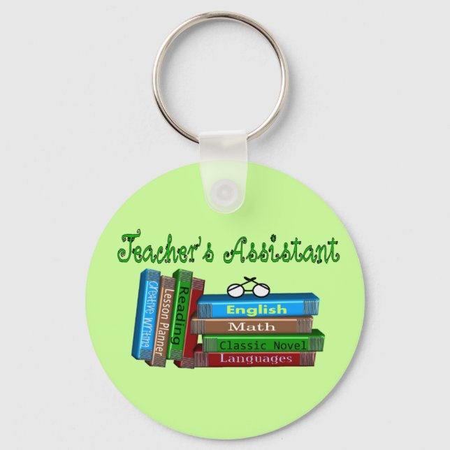 Teacher's Assistant Gifts "Stack of Books" Key Ring (Front)