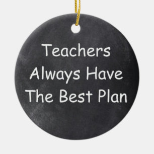 Teachers Best Plan Chalkboard Design Gift Idea Ceramic Tree Decoration
