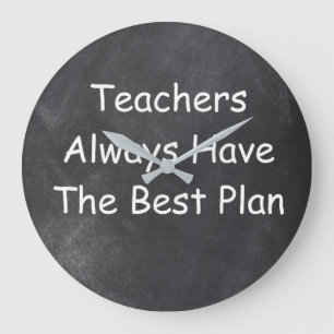 Teachers Best Plan Chalkboard Design Gift Idea Large Clock