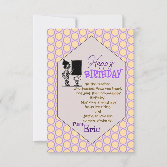Teacher's Birthday  Card (Front)