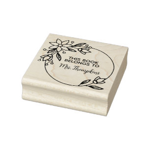 Teachers Book Belongs to Name Book Rubber Stamp