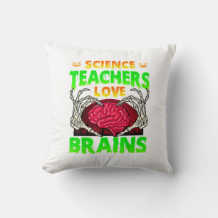 Teachers Brains Skeleton Hand Heart Halloween Cushion