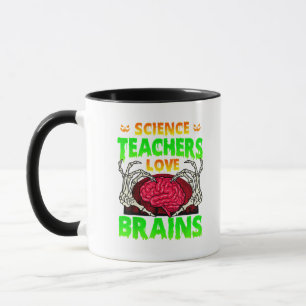 Teachers Brains Skeleton Hand Heart Halloween Mug