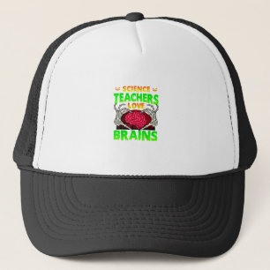 Teachers Brains Skeleton Hand Heart Halloween Trucker Hat