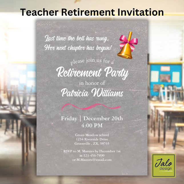 Teachers Classic School Bell Retirement Party Invitation (Creator Uploaded)