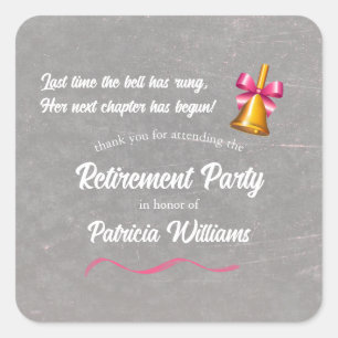 Teachers Classic School Bell Retirement Party Square Sticker