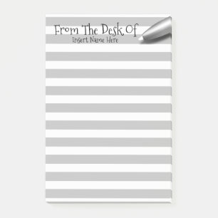 Teachers desk pen name lined gray grey post-it notes