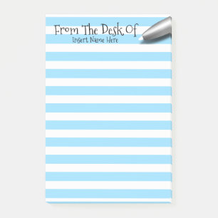 Teachers desk pen name lined post-it notes