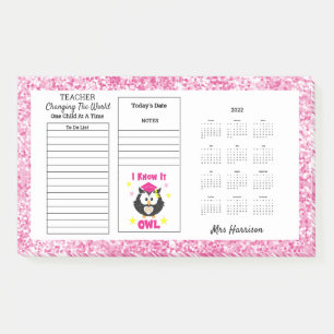 Teachers Funny Owl Desk Calendar Memo Post-it Notes