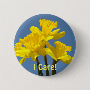 Teachers I Care! button Yellow Daffodil Flowers
