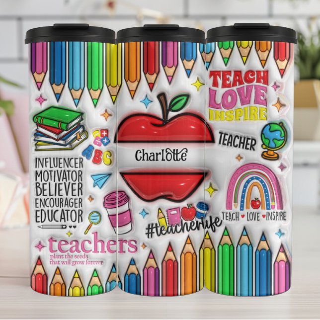Teachers: Inspire, Grow,  Minds ,Hearts Thermal Tumbler (Creator Uploaded)