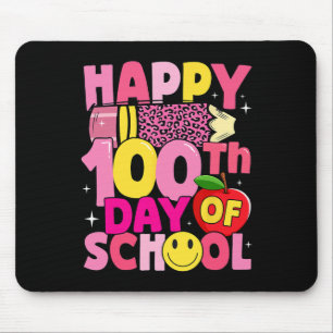 Teachers Kids Happy 100th Day Of School Pink Leopa Mouse Pad