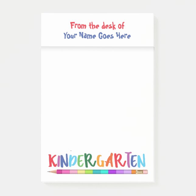 Teachers kindergarten desktop name pencil DIY Post-it Notes (Front)
