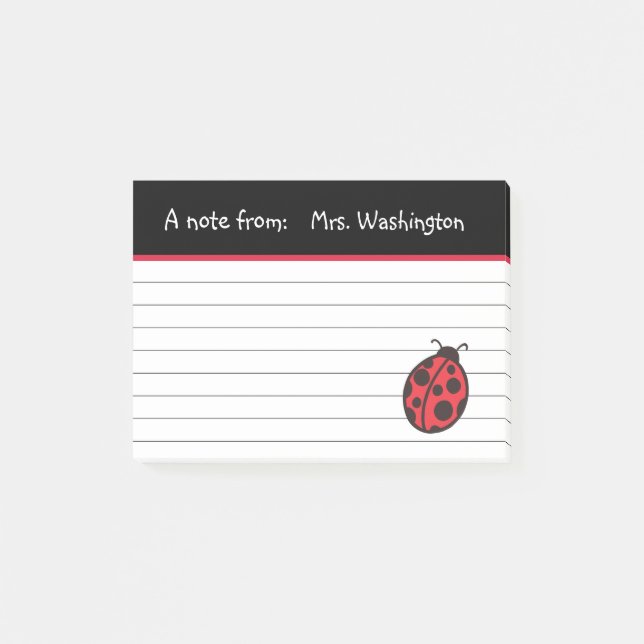 Teacher's Ladybug Post It Notes Gift (Front)